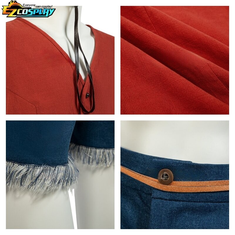 One Piece TV Series 2023 Monkey D. Luffy Vest Pants Hat Outfits Party Carnival Halloween Cosplay Costume