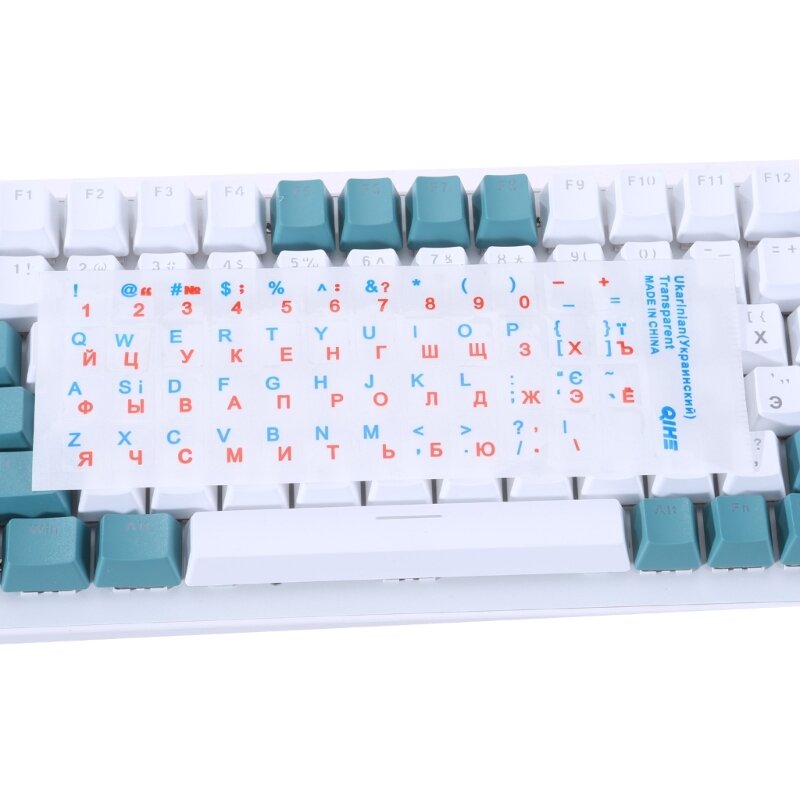 Autocollants pour clavier ukrainien, fond transparent avec lettrage blanc/couleur, pour clavier d'ordinateur, livraison