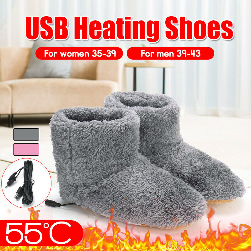 Zapatillas de felpa cálidas con calefacción eléctrica, plantillas cómodas, duraderas, cómodas, ajustables, calentador Usb, seguro y lavable
