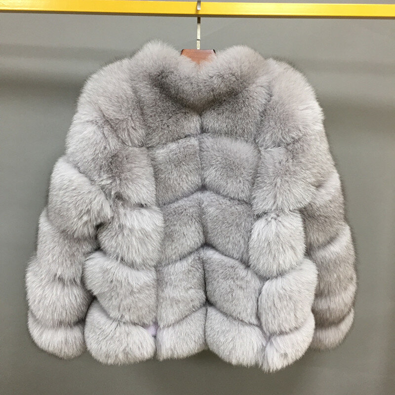 وصل حديثًا معطف شتوي من فرو الثعلب الحقيقي للسيدات بأكمام طويلة بتصميم مخصص حسب الطلب من موديلات عام 2022