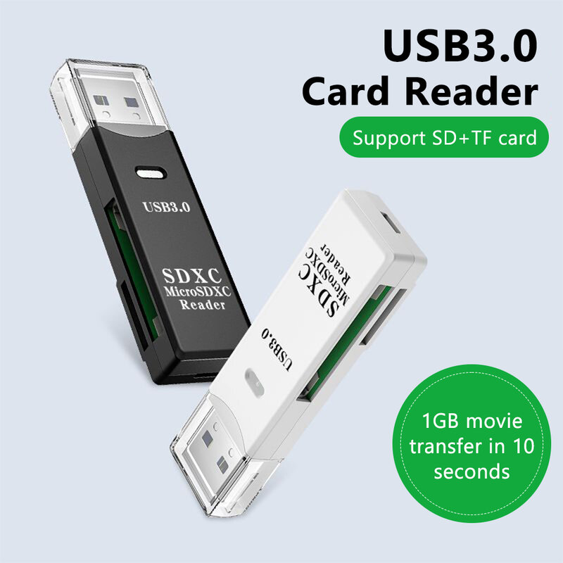 Micro leitor de cartão sd 2 em 1, adaptador usb 3.0, alta velocidade, cartão de memória tf para pc, acessórios do portátil