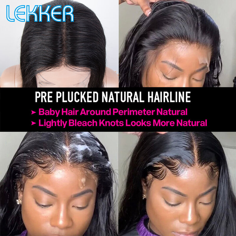 Lekker – perruque Bob Lace Front Wig brésilienne Remy, cheveux naturels ondulés, 13x1 T, partie centrale, sans colle, 30 pouces, pour femmes
