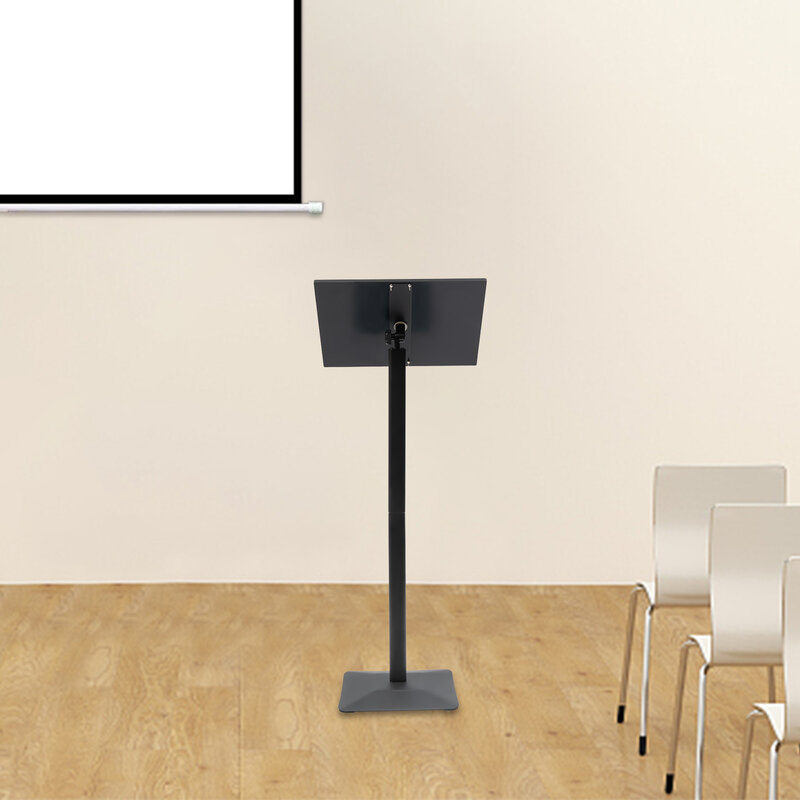 Floor Standing Speaking Podium, Slanted Top, Quick Assembly, Black