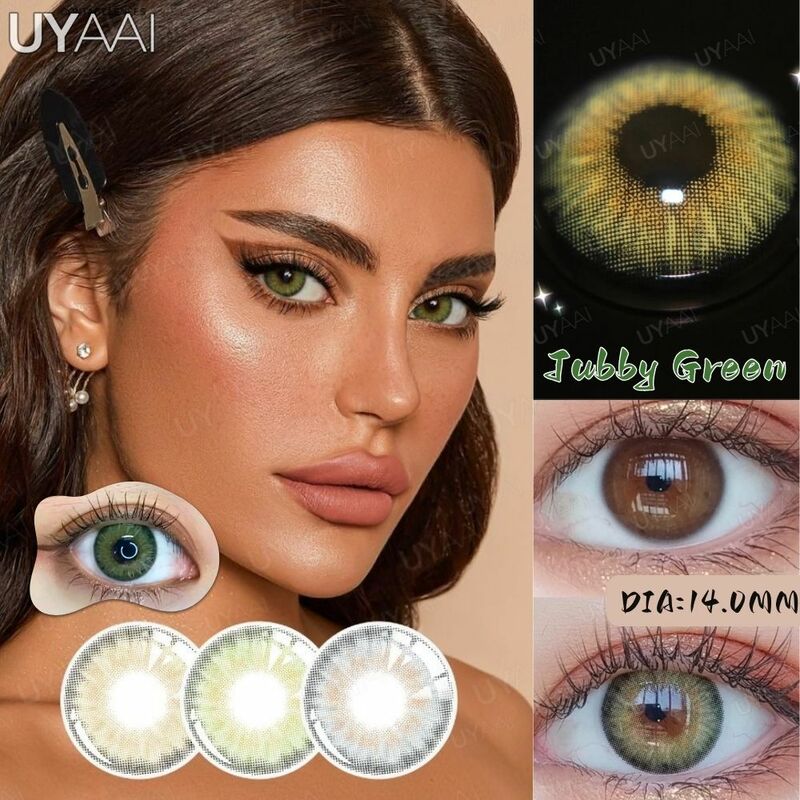 UYAAI 1 пара серия голубые глаза серии «ледник» серии «Jubby» зеленые глаза Модный Макияж Красота мягкие здоровые ежегодные линзы глянцевые кошачьи глаза