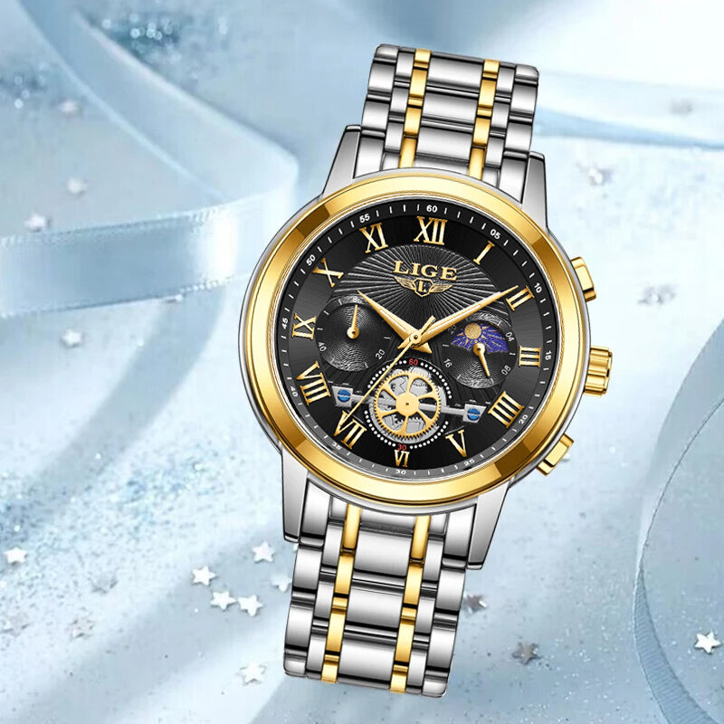 LIGE luksusowy zegarek dla kobiet wysokiej jakości damski prezent kwarcowy zegarek wodoodporna stal nierdzewna kobiet reloj + box