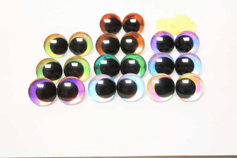 Maskaszem 홀로그램 컬러 3D 코믹 라운드 글리터 장난감 눈, DIY 결과용 백 와셔 포함, HC10, 20 개, 신제품