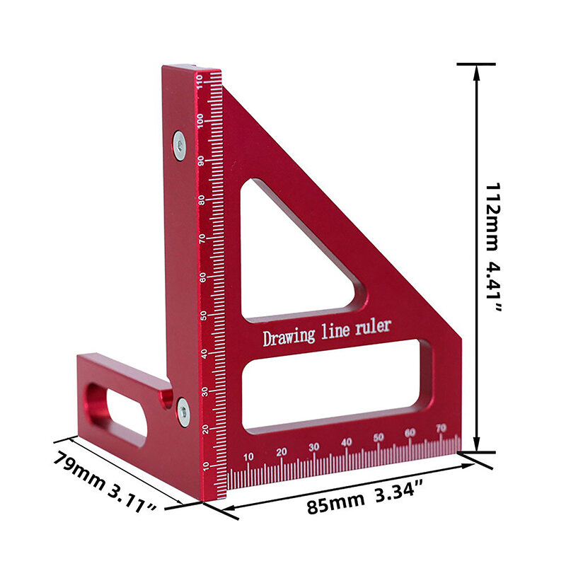 Плотничный квадратный деревообрабатывающий квадратный транспортир алюминиевая треугольная линейка под углом 45/90 градусов измерительная линейка