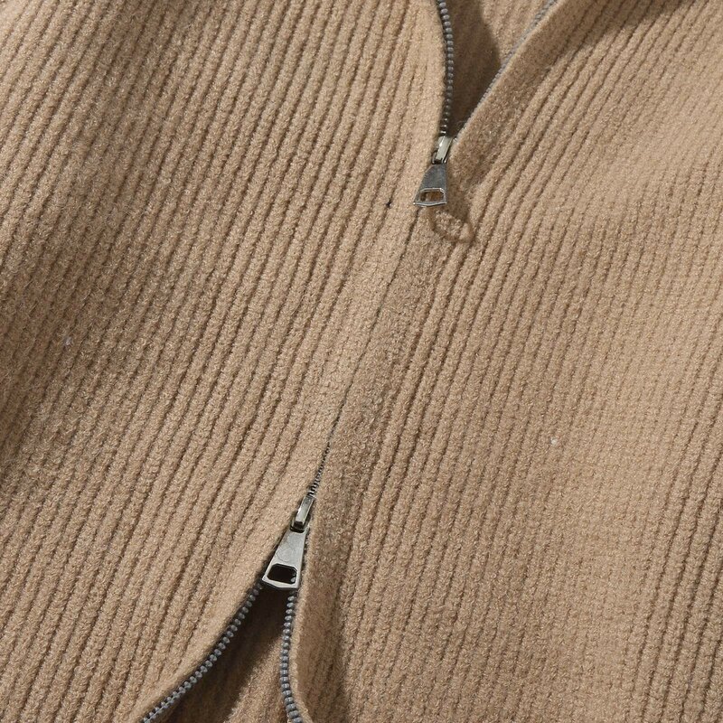 Cardigã de malha com lapela feminina, suéter solto casual com zíper, casaco de malha, malha curta, tops Harajuku, moda coreana, novo, 2023