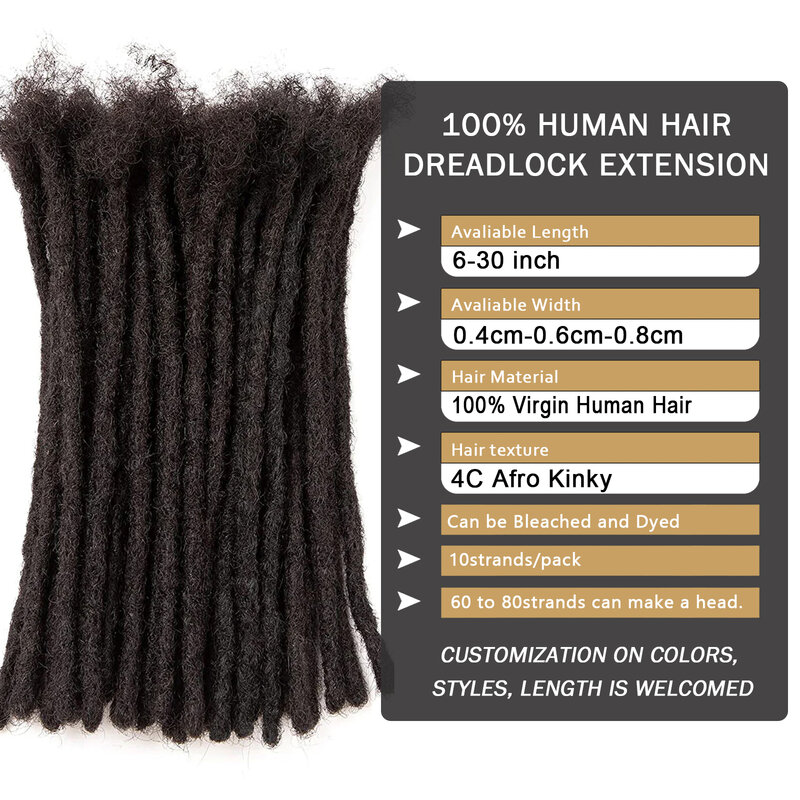 Dreadlocks Extensión Locks Tresse Cheveux Homme Humains Dreadlocks Afro Kinky Cheveux Crépus Lissés Tressage au Crochet Braiding Bundles