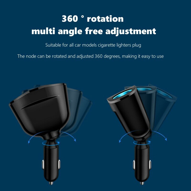 New Dual USB type-C Car Charging Cigarette Lighter Expansion Digital Display QC3.0 Fast Charging Multifunctional Car Charger