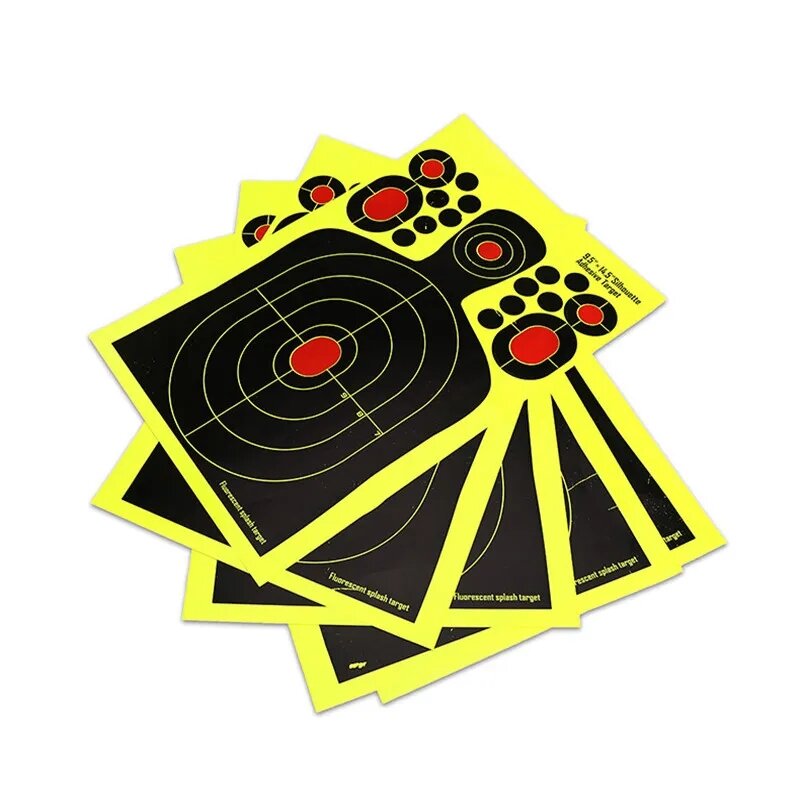5Pcs Green fluorescente Target Paper Gun Shooting Target Shooting Stickers Practice Reactive Sputtering Shooting Rifle Stickers
