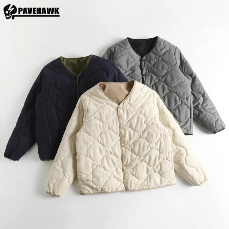 Casual Lightweight Men Cotton Padded Jacket Versatile Double Sided Collarless Warm Parkas Sports Comfortable Quilted Coat