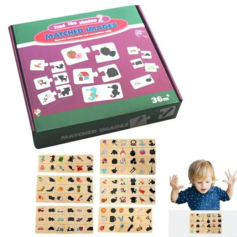 Juguetes de madera Montessori para niños, juegos de emparejamiento de sombras, rompecabezas, ejercicio de aprendizaje, juguetes de coordinación mano-ojo