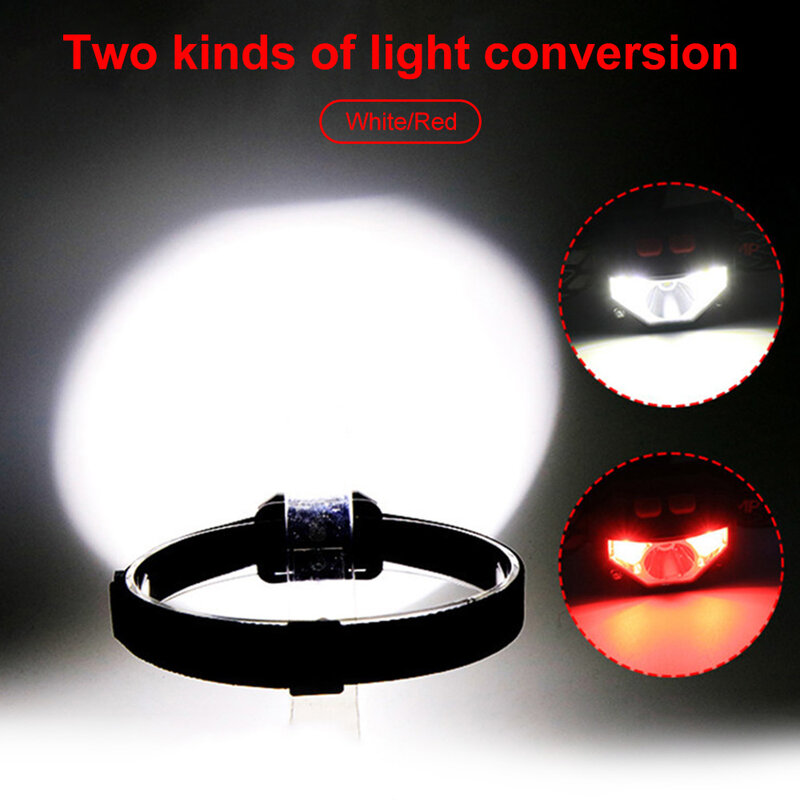 Poderoso Sensor de Movimento Farol LED, 8 Modos, Farol, Farol, Lâmpada Principal, Lanterna, Tocha, Camping, Pesca