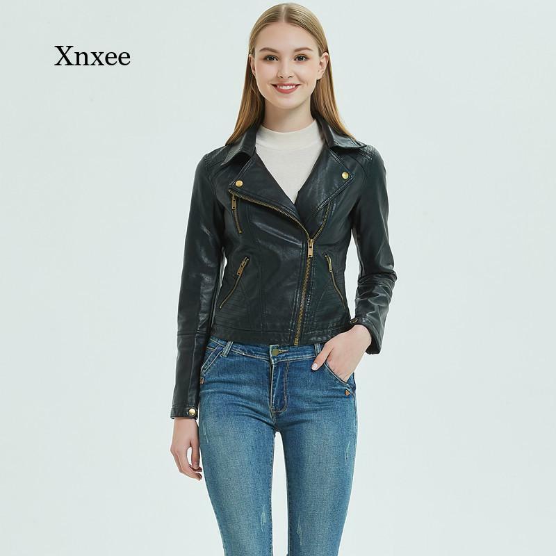 2022 primavera e autunno in pelle da donna corta Slim PU risvolto moda piccola giacca in pelle moto giacca corta coreana