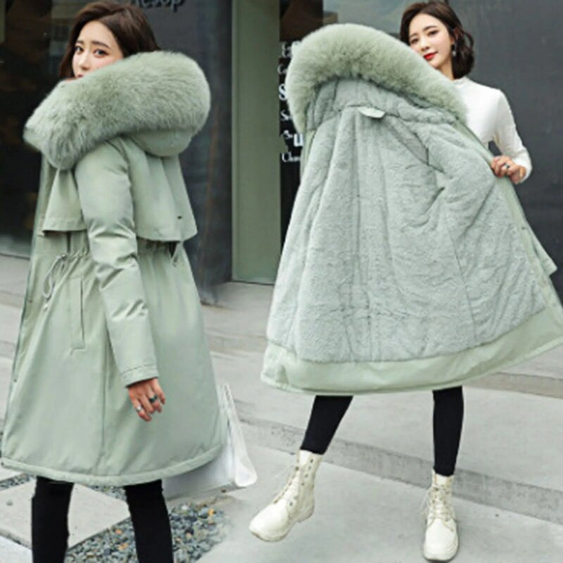 冬の毛皮の襟付きの女性用スウェットシャツ,冬用の毛皮のようなニットの裏地付きの通気性のあるジャケット,女性用の穴のあるコート