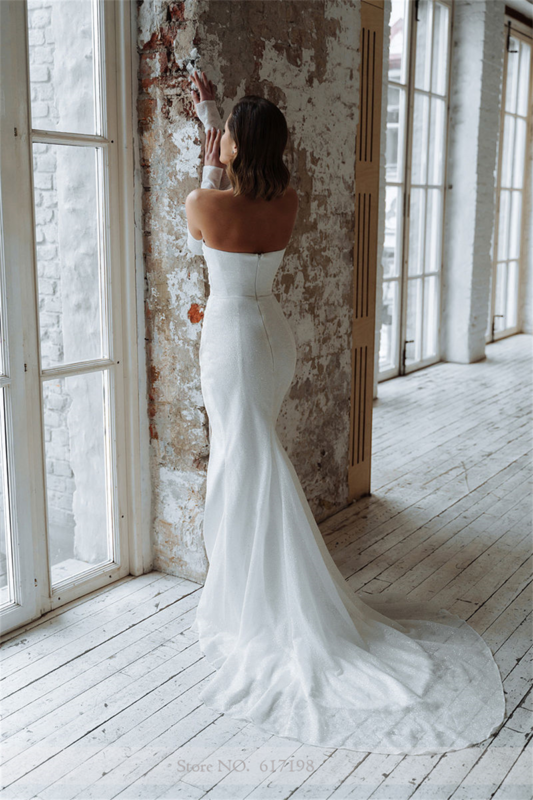 Классическое атласное Плиссированное свадебное платье с воротником-лодочкой для невесты, соблазнительное свадебное платье-Русалка с разрезом сбоку, свадебные платья, вечерние платья