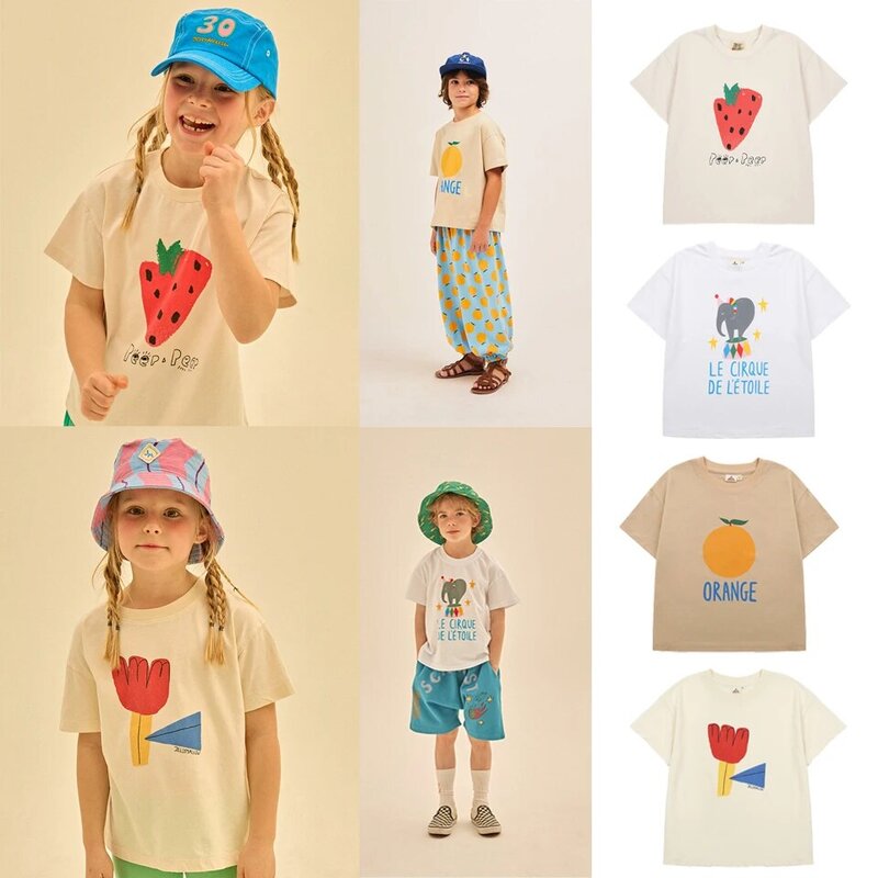 Camisetas coreanas JM para niños, Conjunto de camiseta de manga corta y pantalones cortos estampados, ropa informal de verano, 2024