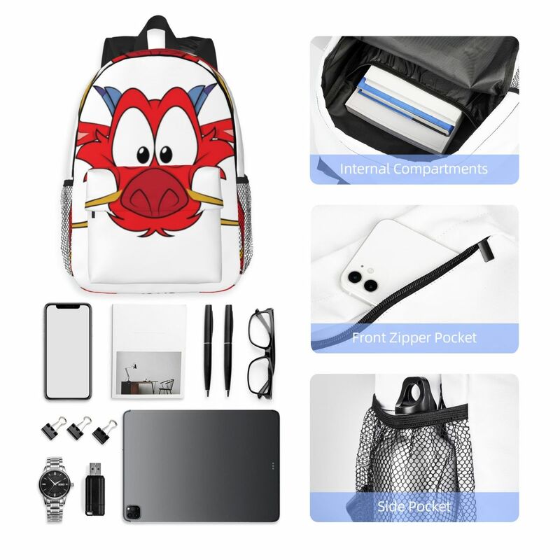 Mushu-Mulan Mochilas para meninos e meninas, mochilas escolares, mochila, mochila para laptop, bolsa de ombro, grande capacidade, estudantes, moda, 4