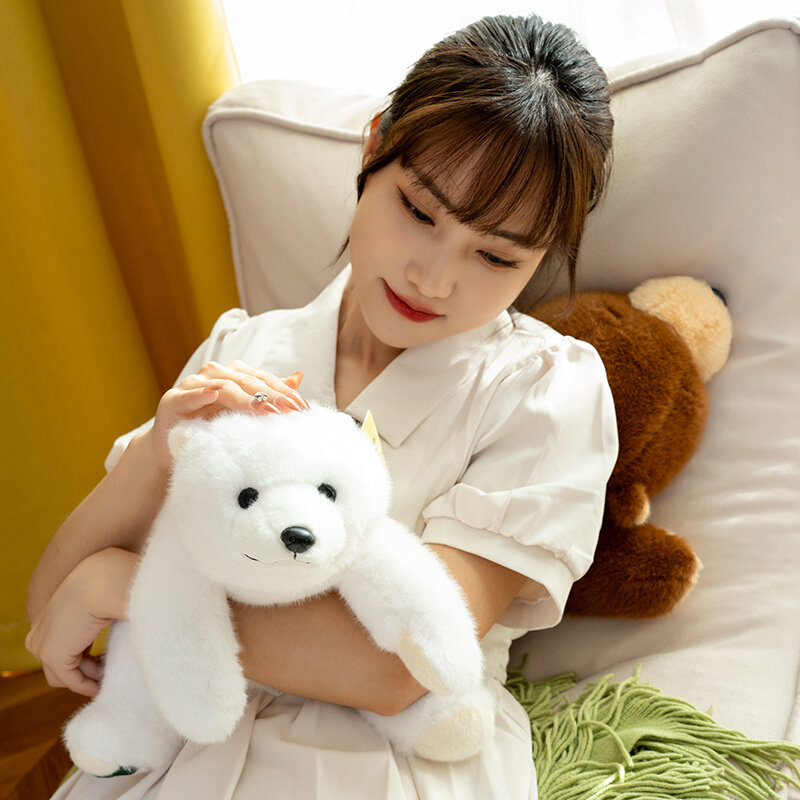 Kawaii niedźwiedź brunatny pluszowa zabawka miękka poduszka zwierząt polarna tkanina lalka wypchana puszysta dekoracja pokoju prezent urodzinowy