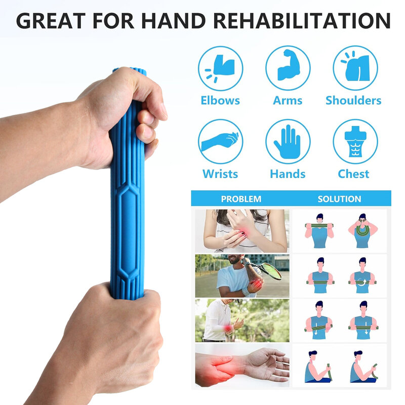 Flex Therapy Bar Strengthener, Tennis Elbow Physical Therapy Bar, Resistance Bar for Tendonitis, Wrist, Forearms Pain Relief