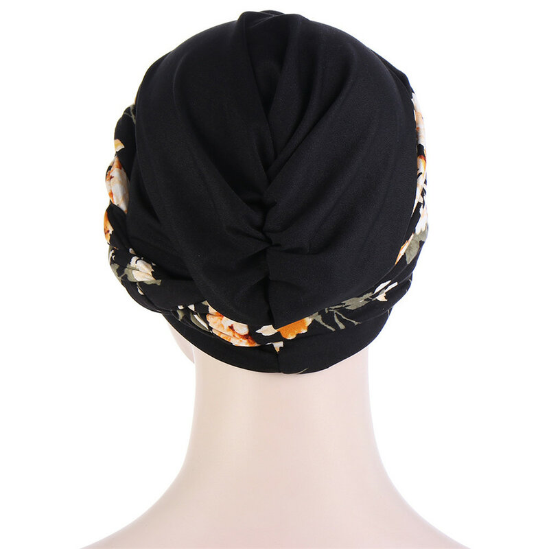 Topi wanita Muslim, topi wanita Muslim bercetak jilbab India, topi Bonnet kepang kanker, topi rambut rontok, syal penutup kepala Femme Arab Islami