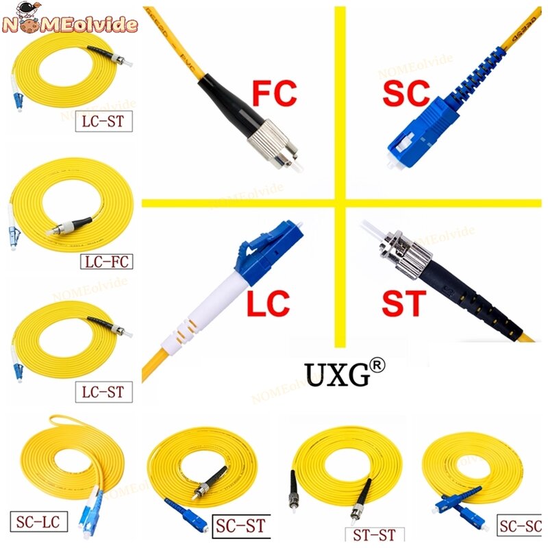 1 м волоконный Соединительный шнур, Джампер-Кабель SC к SC LC к LC ST к ST FC к FC SM, одномодовый оптический кабель для сети