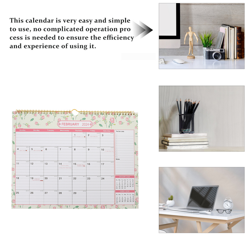 Calendario de pared grande para el día a día, Bloc de notas de escritorio moderno, familiar, mensual
