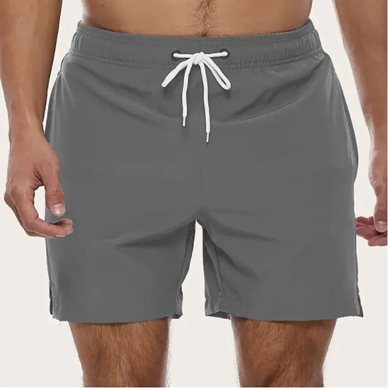 Shorts de praia casual masculino com forro de malha, cordão elástico na cintura, confortável, respirável, confortável, verão 2022