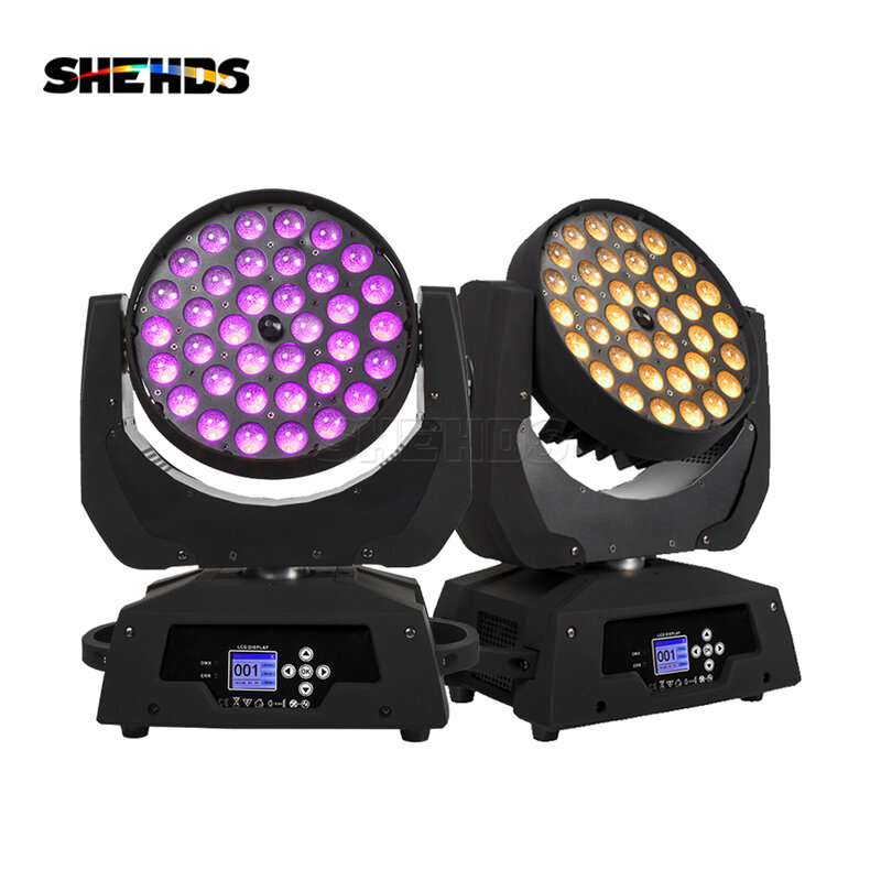 SHEHDS-Lumière de Scène à Tête Mobile LED 6 en 1, 36x18W, RGBWA + UV, Zoom, Lavage, pour DJ Chang, ixde Mariage DMX, 2 Pièces