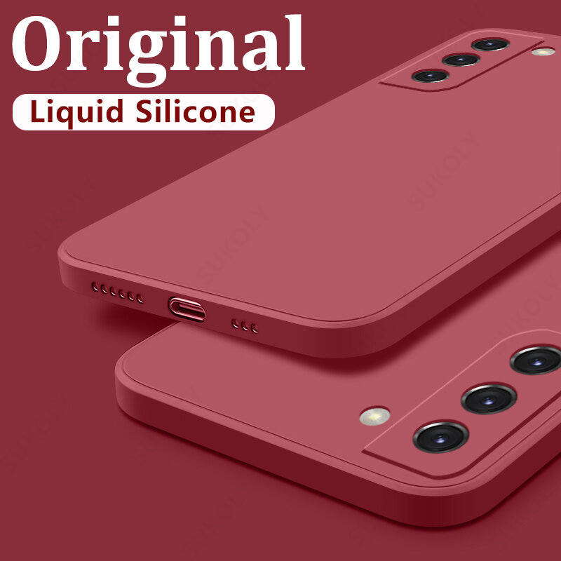 Capa macia de silicone líquido para Samsung, A53, A54, 5G, S20, S21, S23 FE, Galaxy S22, S23, S24 Ultra Plus, A52 Capa de telefone