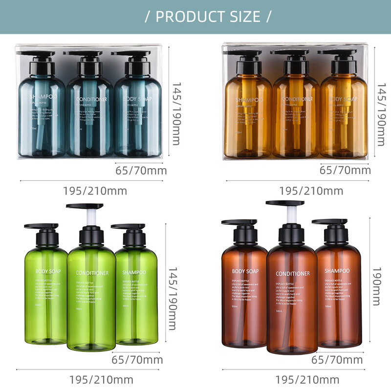300/500ml 3 pezzi Dispenser di sapone da bagno lozione ricaricabile Shampoo bottiglia di Gel doccia cucina Dispenser di sapone liquido pompa Bottlel