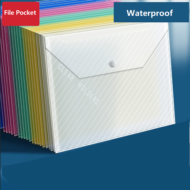 20 buah A4 grosir tas File dengan tombol warna kepar transparan dan File informasi siswa yang dipertebal