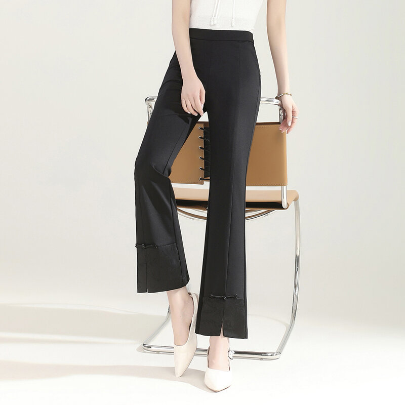 Celana panjang fishtail wanita, bawahan set mewah ringan dan bernafas versi Korea Musim Panas 2024