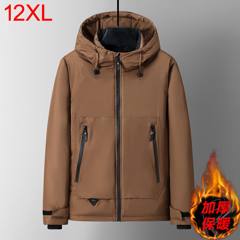 Fat Plus Size Medium Long Loose Cotton Suit For Men Winter New Thickened Warm Trend Fat Casual Work Wear Cold Hood 190kg 12xl