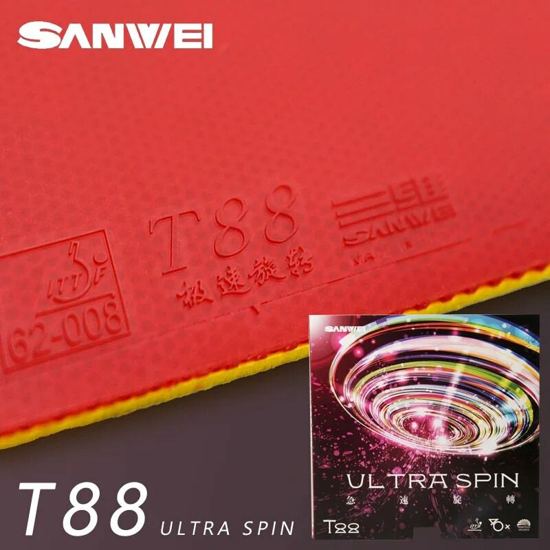 Sanwei T88 Ultra Spin Tafeltennis Rubber Semi-Sticky Controle Loop Ping Pong Rubber Met Hoge Elasticiteit Spons