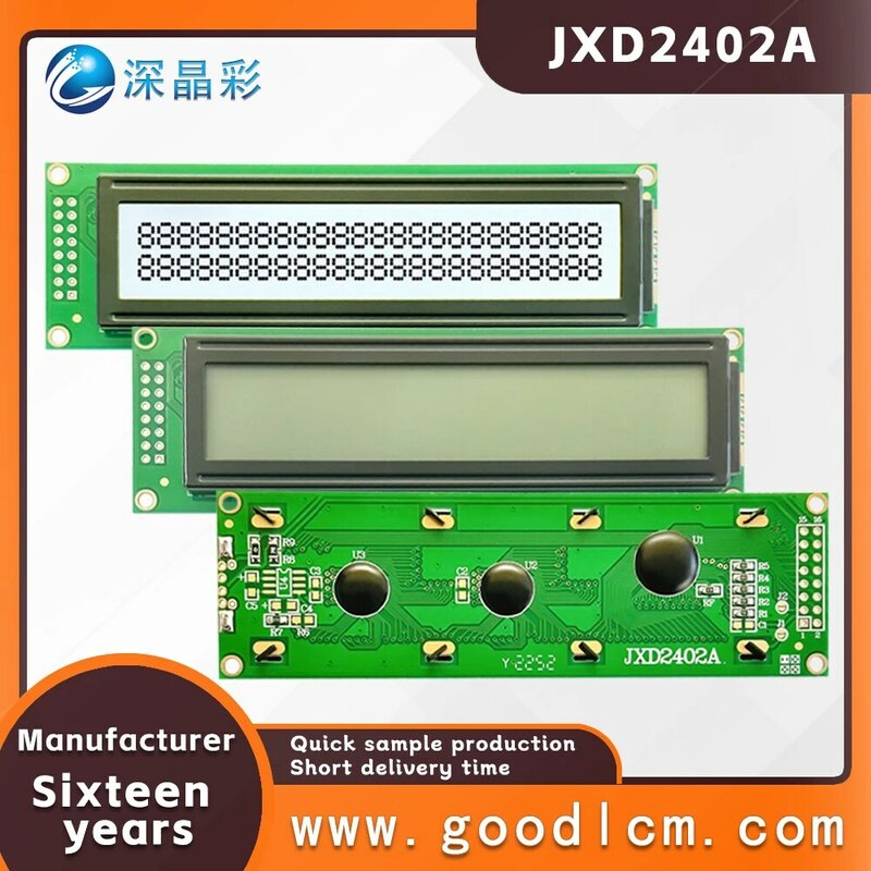 Pantalla de matriz de puntos JXD2402A FSTN, módulo de pantalla LCM de caracteres positivos blancos con retroiluminación de alto brillo, buena calidad, 24x2