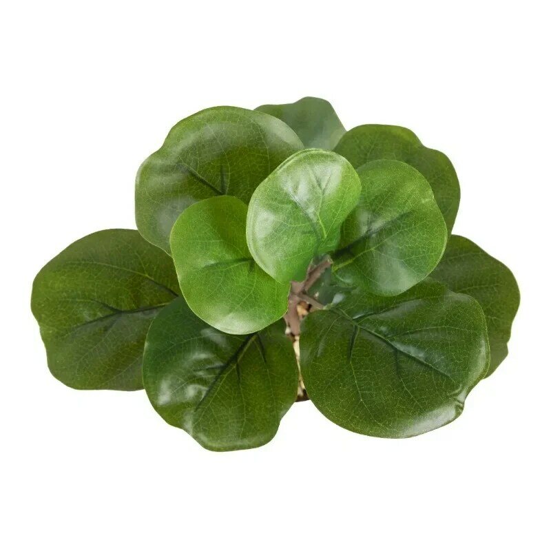 흰색 화분에 심은 인공 피들 잎 녹화 식물, 실내 사용, 메인스테이에 의한 녹색, 12 인치 x 4 인치