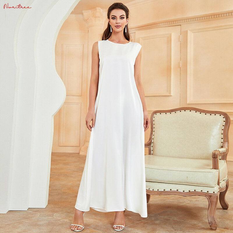 Vestidos interiores blancos de Ramadán para mujer, ropa islámica, Dubai, Abaya, Turquía, árabe, musulmán