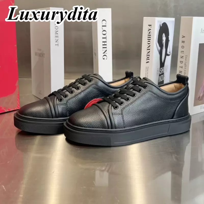 Luxurydita Designer Heren Casual Sneakers Echt Lederen Rode Zool Luxe Mannelijke Tennisschoenen 38-46 Hj921