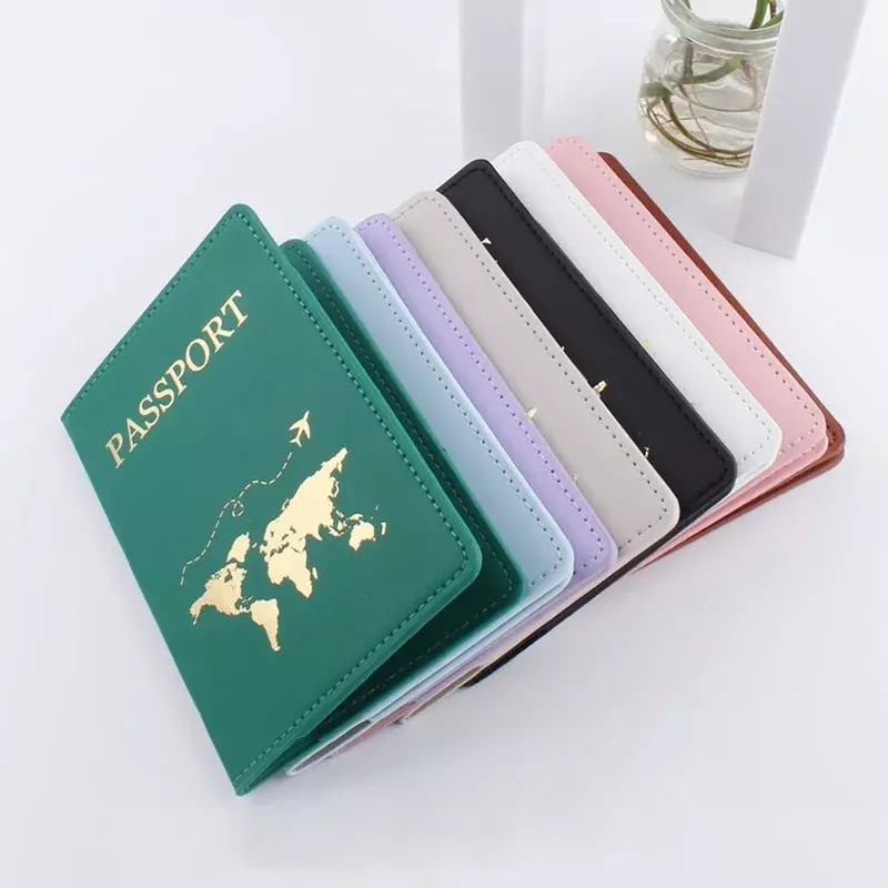 Porte-passeport en cuir PU unisexe, mince, mince, porte-passeport de voyage, cadeau portefeuille, étui à cartes, mode mondiale simple, nouveau