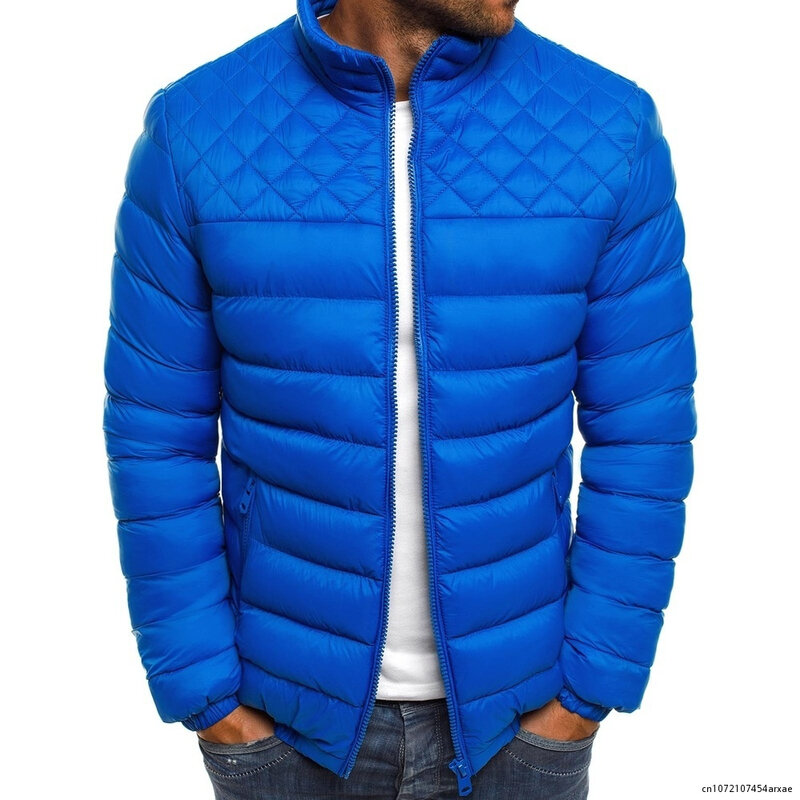 メンズパーカー,冬の暖かくカジュアルなジャケット,スタンドカラー,ジッパー付きソリッドコート,ストリートウェア