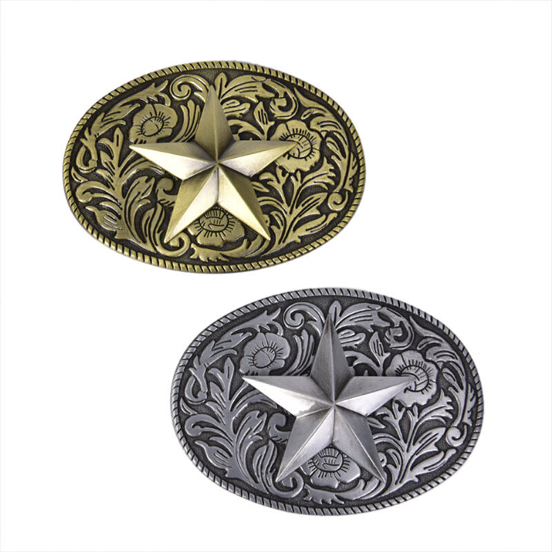 1PC Western Cowboy Gürtel Schnalle Metall Pentagramm Oval Bronze Mode Mens Schnallen Jeans Gürtel Zubehör