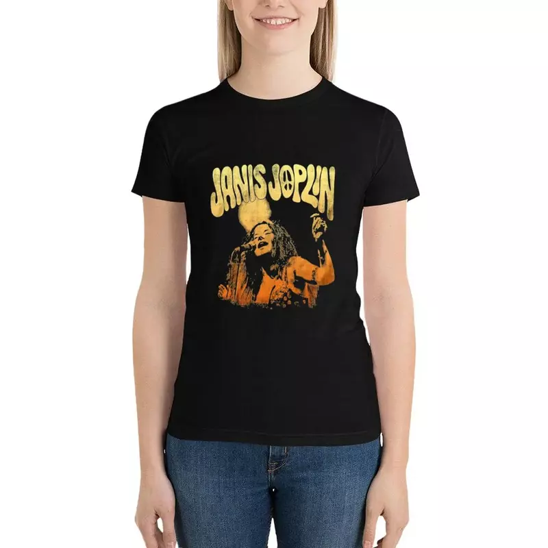 Janis Joplin kaus lembut hadiah Retro atasan musim panas baju motif hewan untuk anak perempuan pakaian hippie wanita