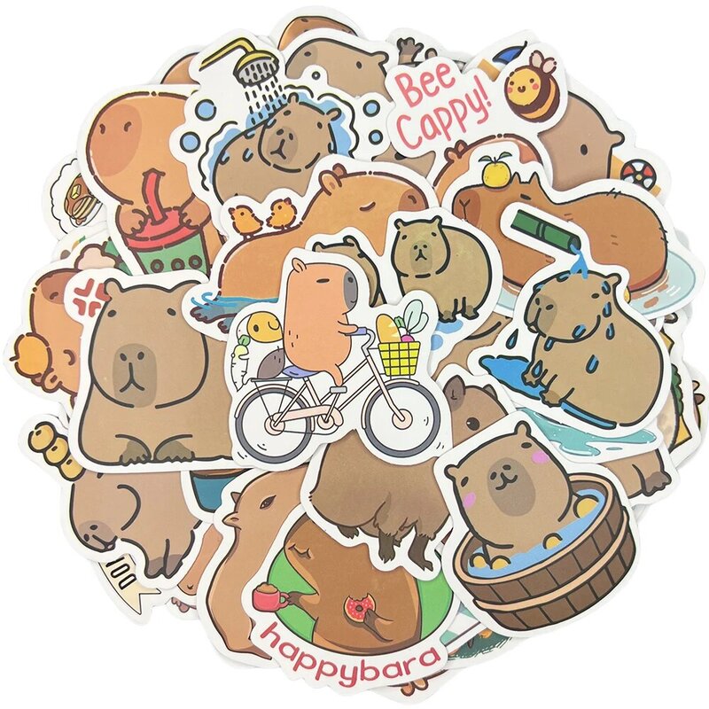 Capybara-pegatina de Graffiti impermeable para niños, adhesivo decorativo estético para equipaje, portátil, taza, teléfono, diario, álbum de recortes, 10/30/50 piezas