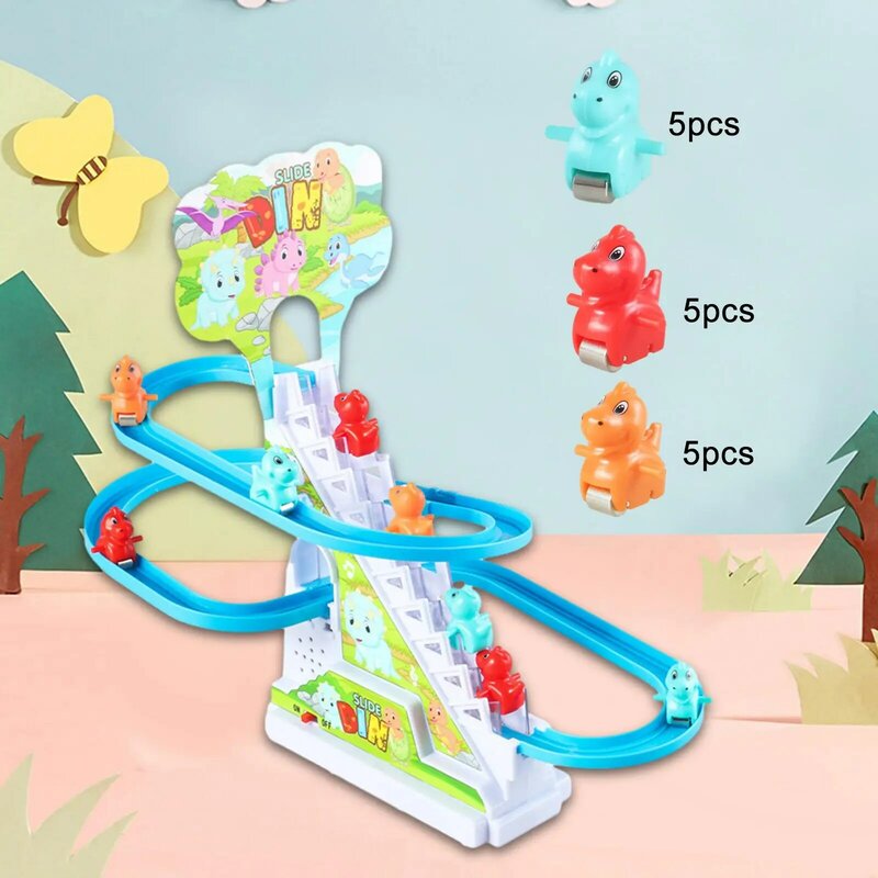 Mainan edukasi tangga panjat dinosaurus elektrik, mainan edukasi dengan lampu berkedip LED
