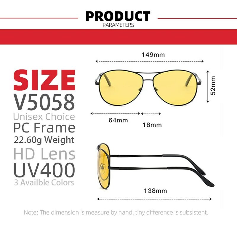 Kacamata Penglihatan Malam Pilot VIVIBEE untuk Mengemudi Kacamata Penerbangan Lensa UV400 Terpolarisasi Kuning Kacamata Penglihatan Malam Pria