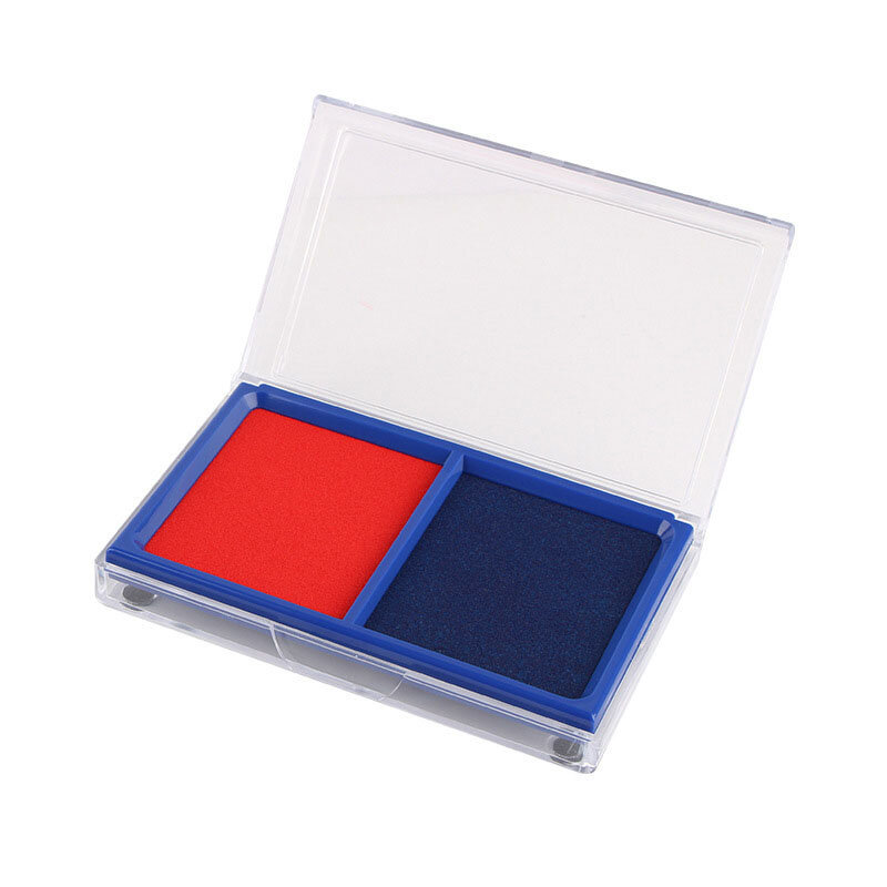 Mesa de impresión de huellas dactilares rojas y azules, sello de huellas dactilares de secado rápido con carcasa transparente cuadrada
