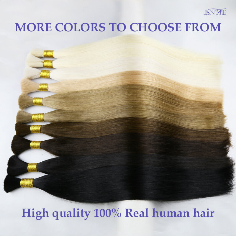 JSNME ekstensi rambut manusia massal lurus 100% rambut manusia Remy nyata pirang hitam cokelat 613 warna untuk Salon kualitas tinggi