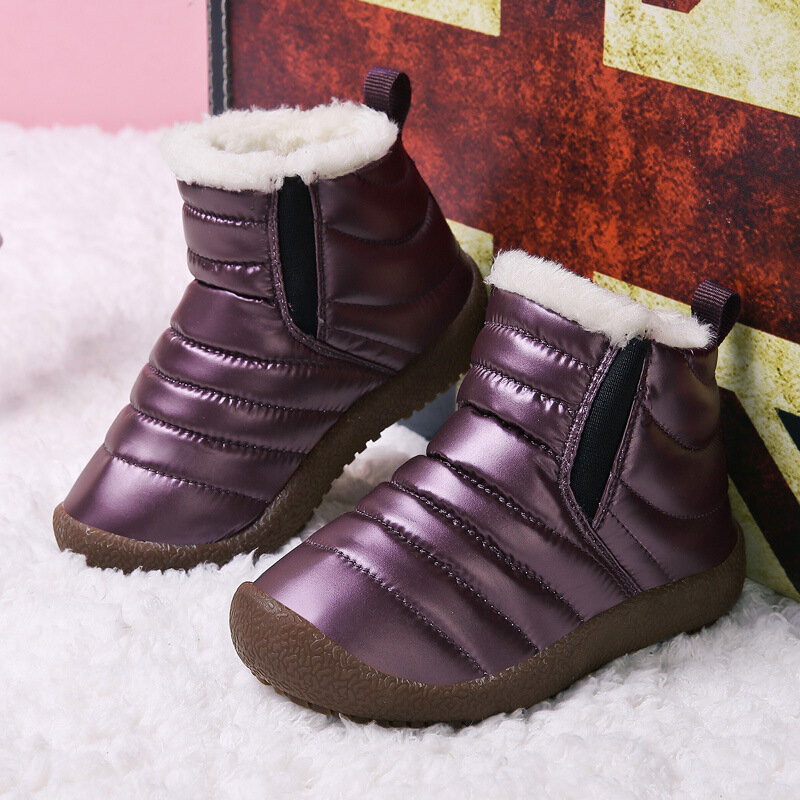 เด็กหิมะฤดูหนาวใหม่รองเท้าบู๊ทผู้ชายสำหรับรองเท้ากีฬารองเท้ารองเท้าผ้าใบ Warm Plush รองเท้ากันน้ำรองเท้าแบน